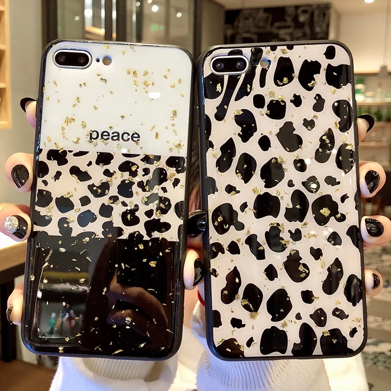 For iPhone 6 6S 7 8 Plus Gold Leaf Leopard Print Soft Silicone Case 13 12 11 Pro Max X XS MAX XR Cover | Мобильные телефоны и