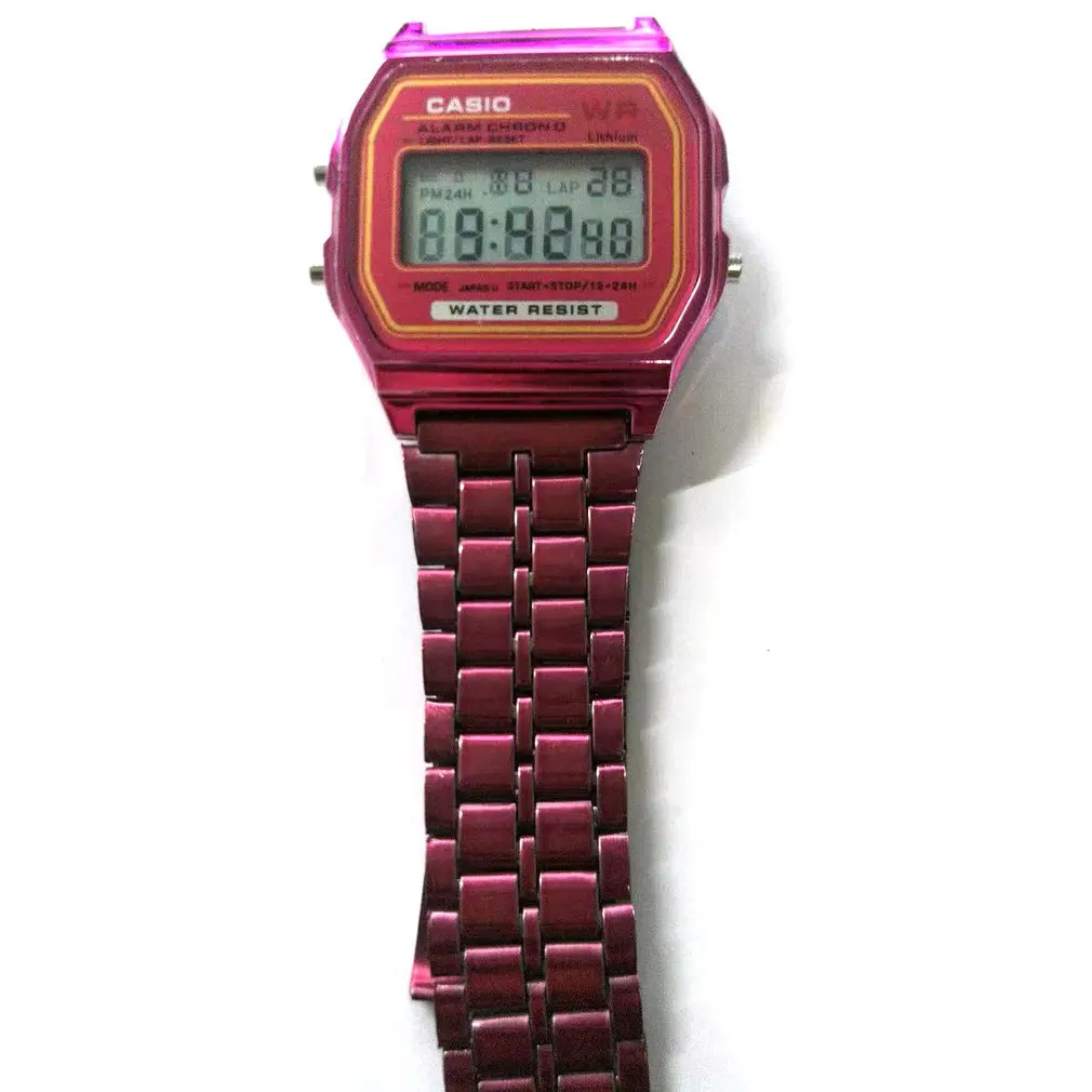 Ультратонкие спортивные детские электронные металлические часы F91W, многофункциональные светящиеся часы-будильник, стальные часы