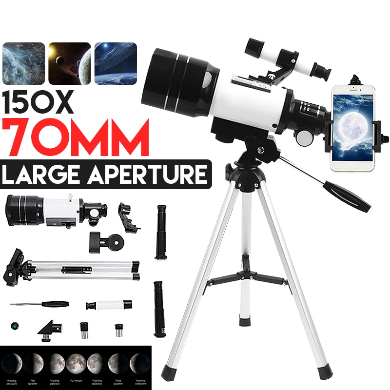 Finder Mirror HD high-Power Astronomical Telescope with Adjustable Tripod Large-Caliber monocular for Star and Moon Observation 