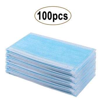 

100/50pcs Adult Ear loop Face Filter Masks dust protect Disposable Mouth Mask Anti-dust Respirator Blue Safe 3 Laye Mask