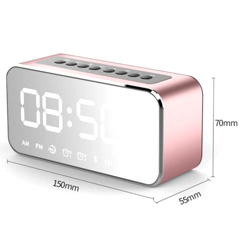 Портативный mp3-плеер Зеркало Led стерео спикер s Bluetooth спикер с fm-радио Время Будильник(серебро