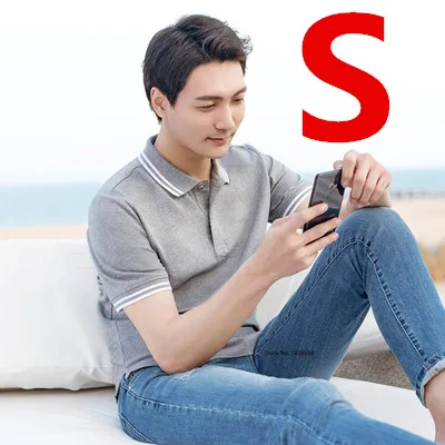 Light gray S Xiaomi Mijia Мужская модная классическая рубашка поло с отворотом и коротким рукавом, футболка, классное Шелковистое летнее платье, хлопковая рубашка для отдыха на открытом воздухе - Цвет: Light gray S