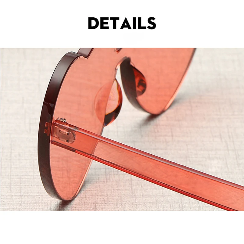 rose gold sunglasses JULI Heart Oversized Sunglasses for Women Love Translucent Rimless Sun Glasses Female Clear Candy Color UV Protect Gafas 8069 big sunglasses