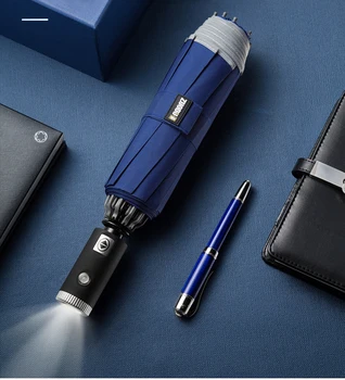 

Automatic Reverse Umbrella Men Led Luminous Windproof Folding Business Strong Umbrella Rain Men Car High Quality Umbrellas