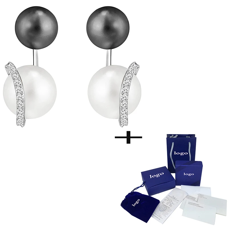 

SWA New Exquisite Crystal Pearl Pierced Earrings Dual-Purpose Jewelry Send Girlfriend Anniversary Love Gift Unique Retro