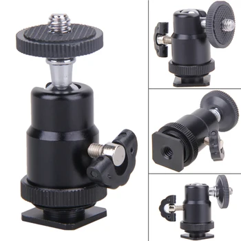 

Mini Ball Head Flash Bracket Holder Mount 1/4 Dual Nuts Adapter Ball Head with Lock Tripod Mount Cameras LED Light Flash Bracket