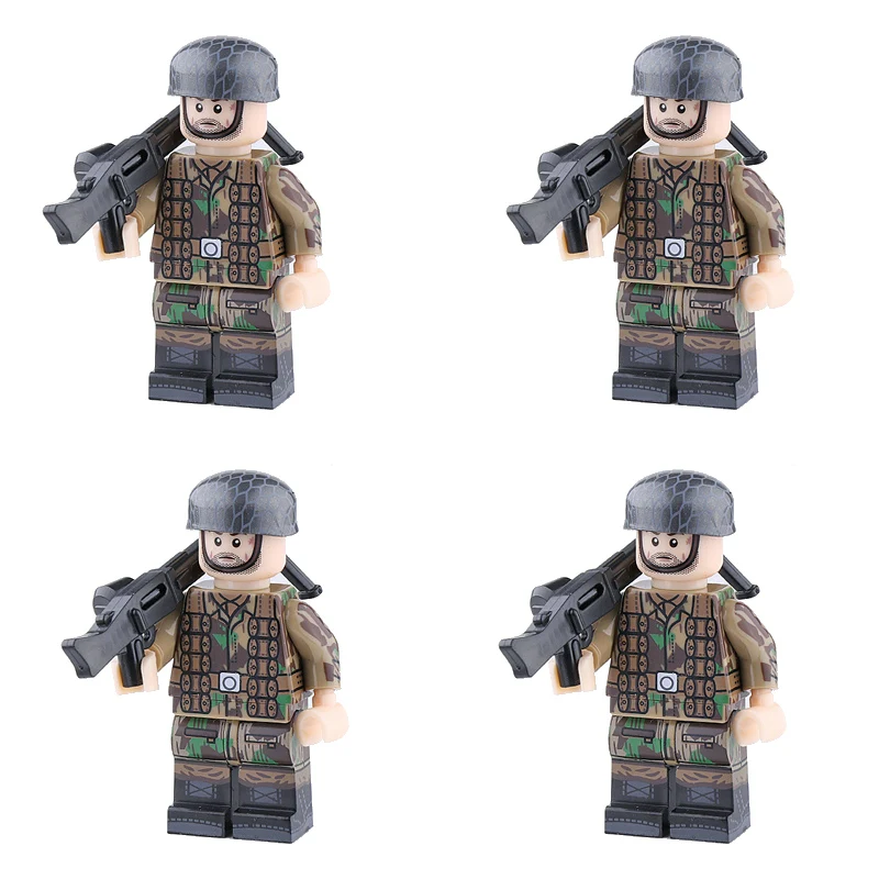 WW2 военная армия солдат фигурки строительные блоки Minifigs армейский солдатский шлем оружие шарф аксессуары Кирпичи игрушки для детей - Цвет: S20-4PCS