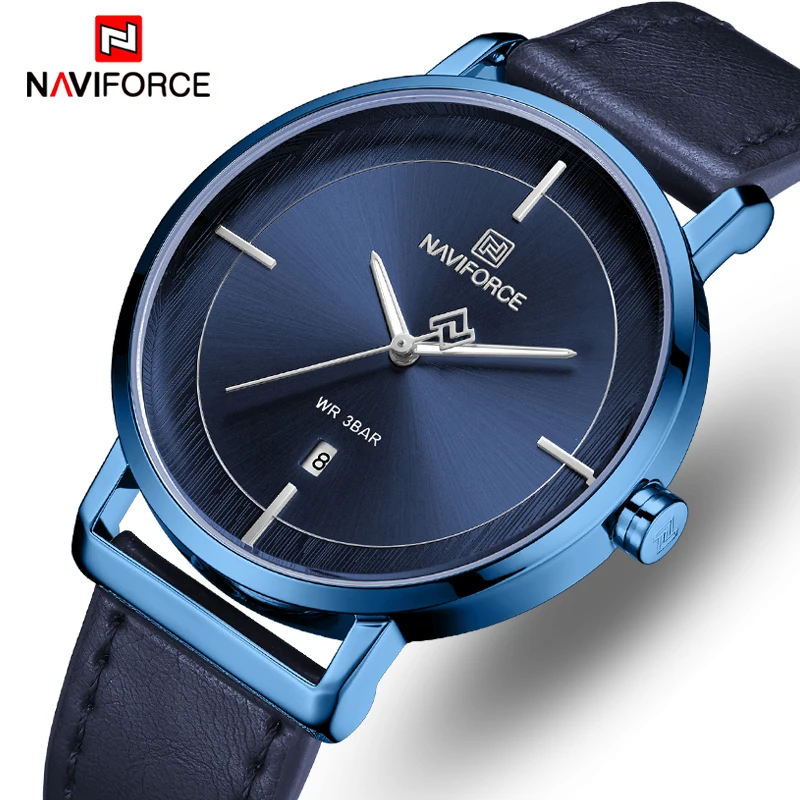 Лидирующий бренд NAVIFORCE роскошные мужские и женские часы модные Leatehr спортивные