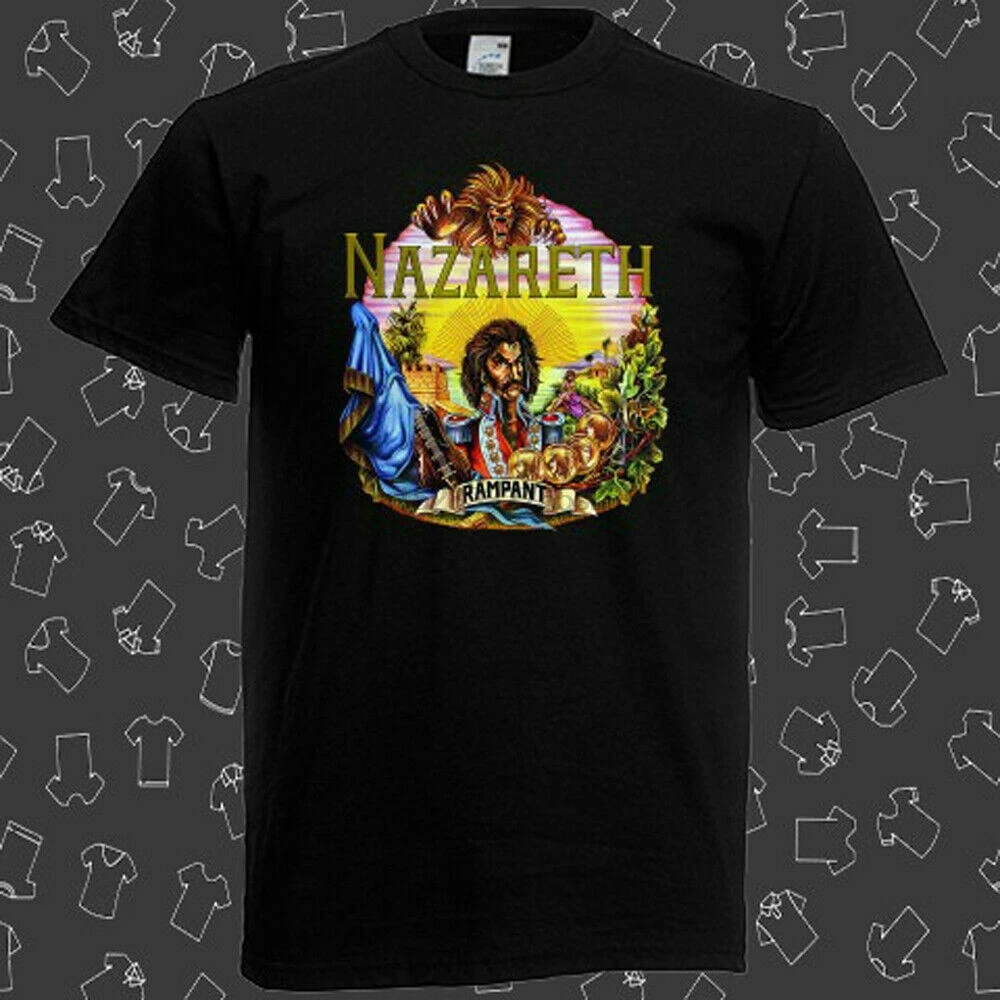 

NAZARETH Rampant Hard Rock Band Legend Mens Black T-Shirt