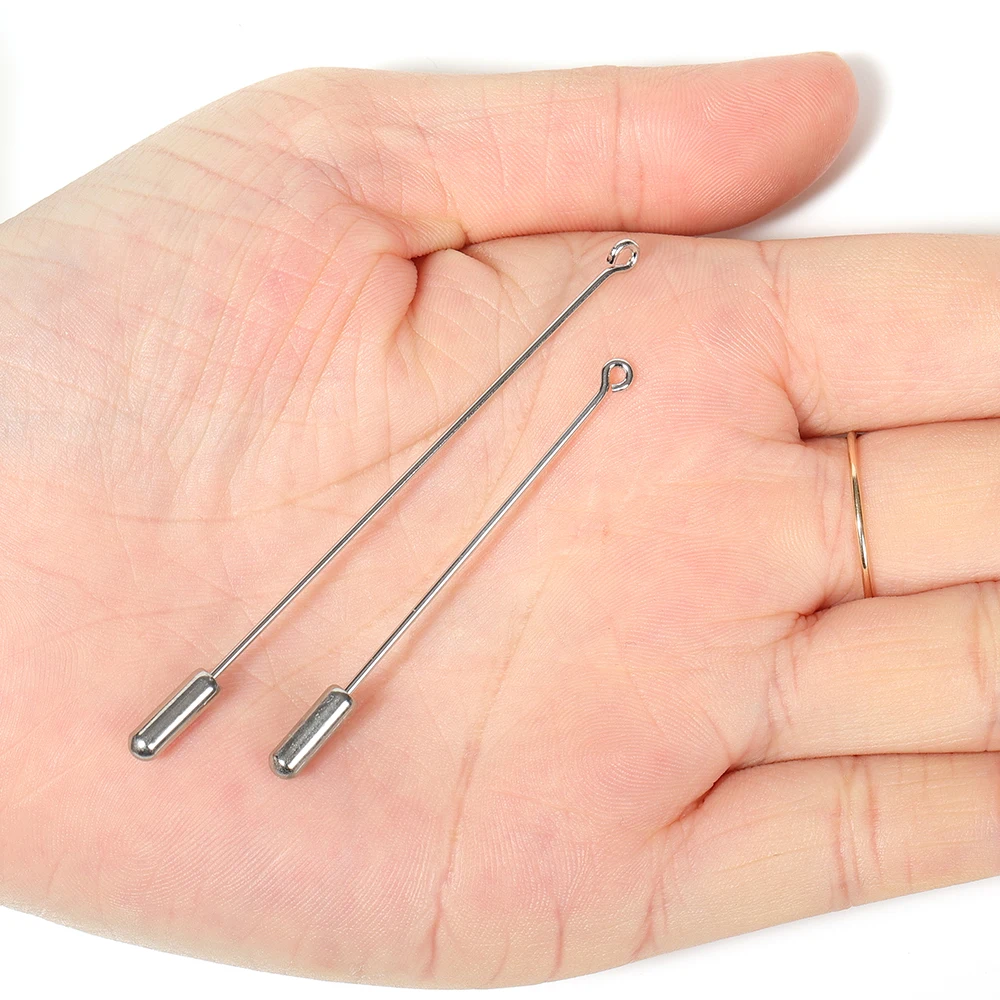 20шт Брошь Pin Base Vintage 50мм 70мм длинный Настройки Loop Eye безопасности Ограничитель DIY