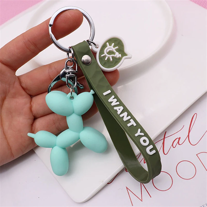 Letter-Green Мультфильм воздушный шар собака брелок красочные мягкие резиновые ПВХ милые брелки с собаками для женщин брелок автомобильный брелок для ключей сумка Подвеска ювелирные изделия - Цвет: Letter-Green