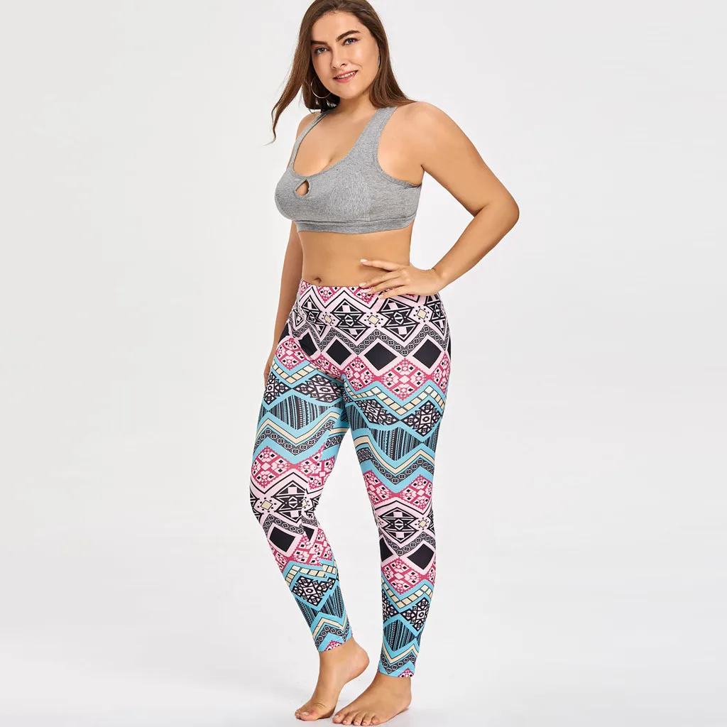 

Plus Size L2-L5 Women High Waist Yoga Pants Printed Fitness Leggings Slimming Gym Sports Tights Running Wear Sport femme #DX