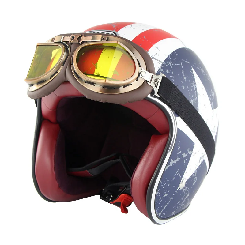 Универсальный Ретро мотоциклетный шлем винтажный мотоциклетный шлем с открытым лицом скутер Байкер мотоциклетный гоночный шлем для верховой езды