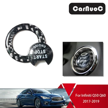 

Car Decor Styling Start Stop Engine Button Switch Carbon Fiber Cover Trim Interior Sticker For Infiniti Q50 Q60 Nissan Sylphy