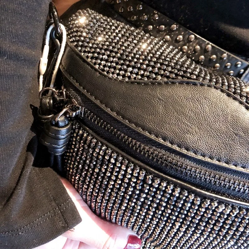 Дизайнерские женские сумки на груди со стразами, Повседневные Вечерние сумки через плечо, новинка, уличная мода, серебристый, седельный наплечный мешок для женщин
