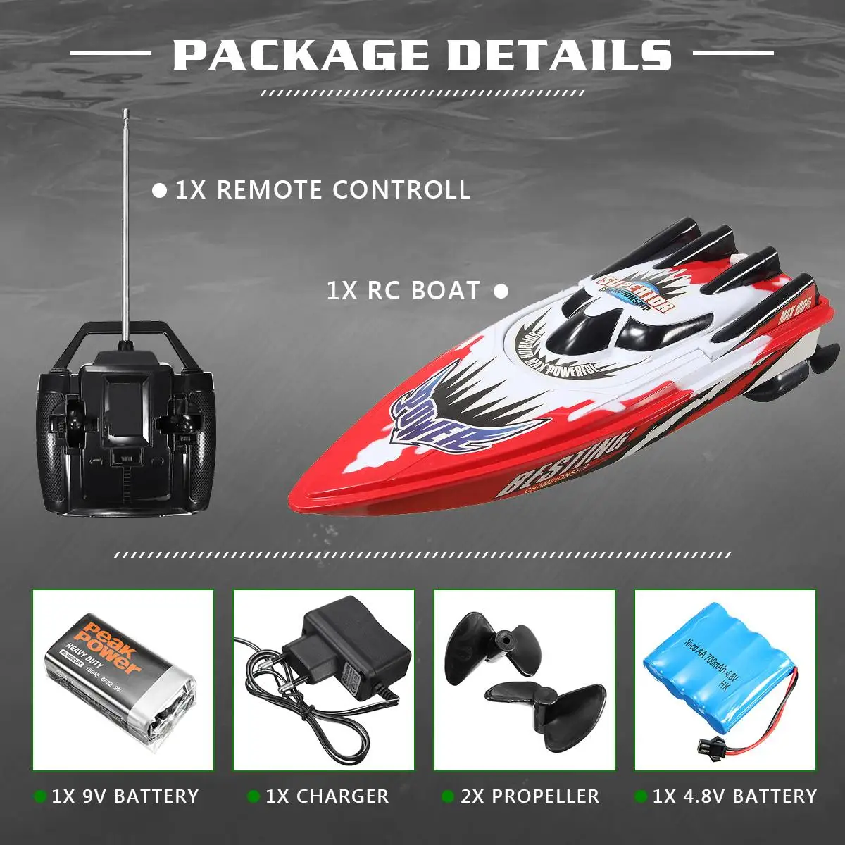 RC Boat 30km/h High Speed Racing Rechargeable Batteries Remote Control Boat for Children Toys Kids Christmas Gifts 33x11x9cm