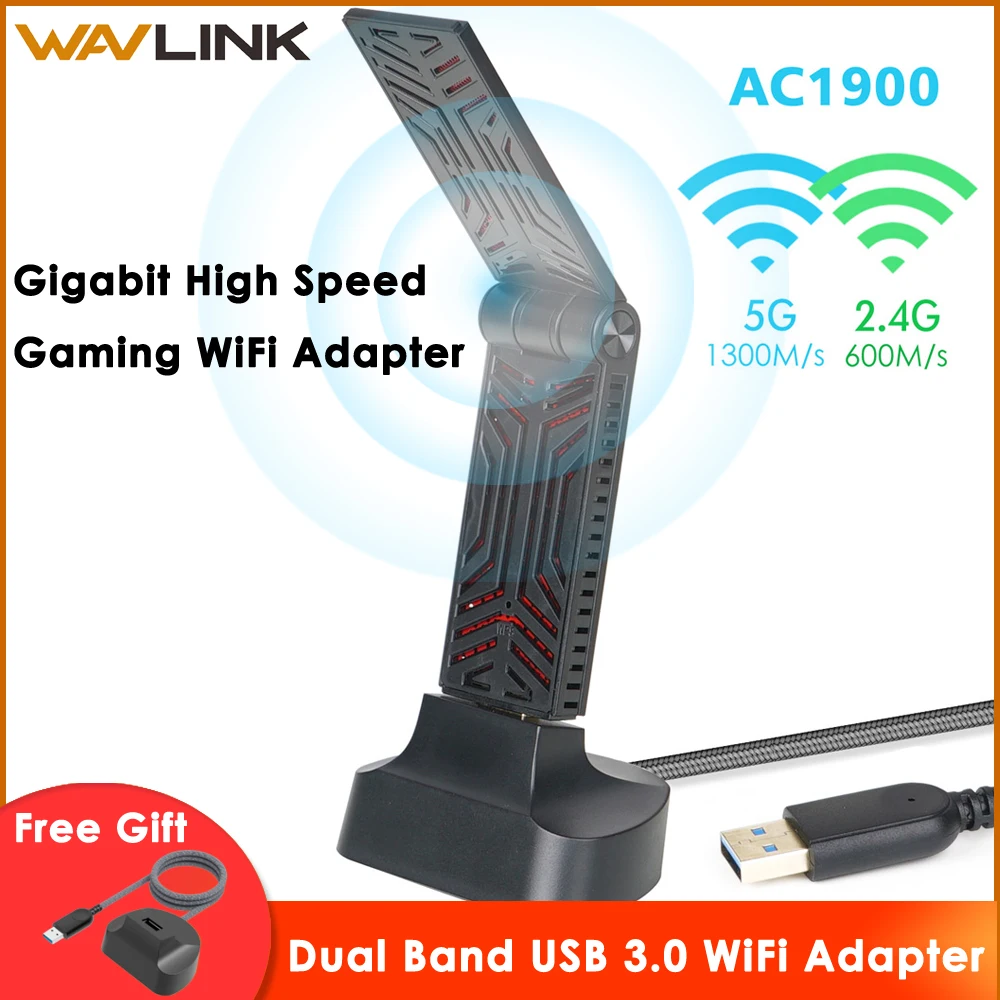 Wavlink AC1900 двухдиапазонный USB 3,0 Wifi адаптер 1900 Мбит/с 5,8G беспроводной Wifi приемник 2,4 ГГц WLAN сетевая карта для Windows Mac OS X