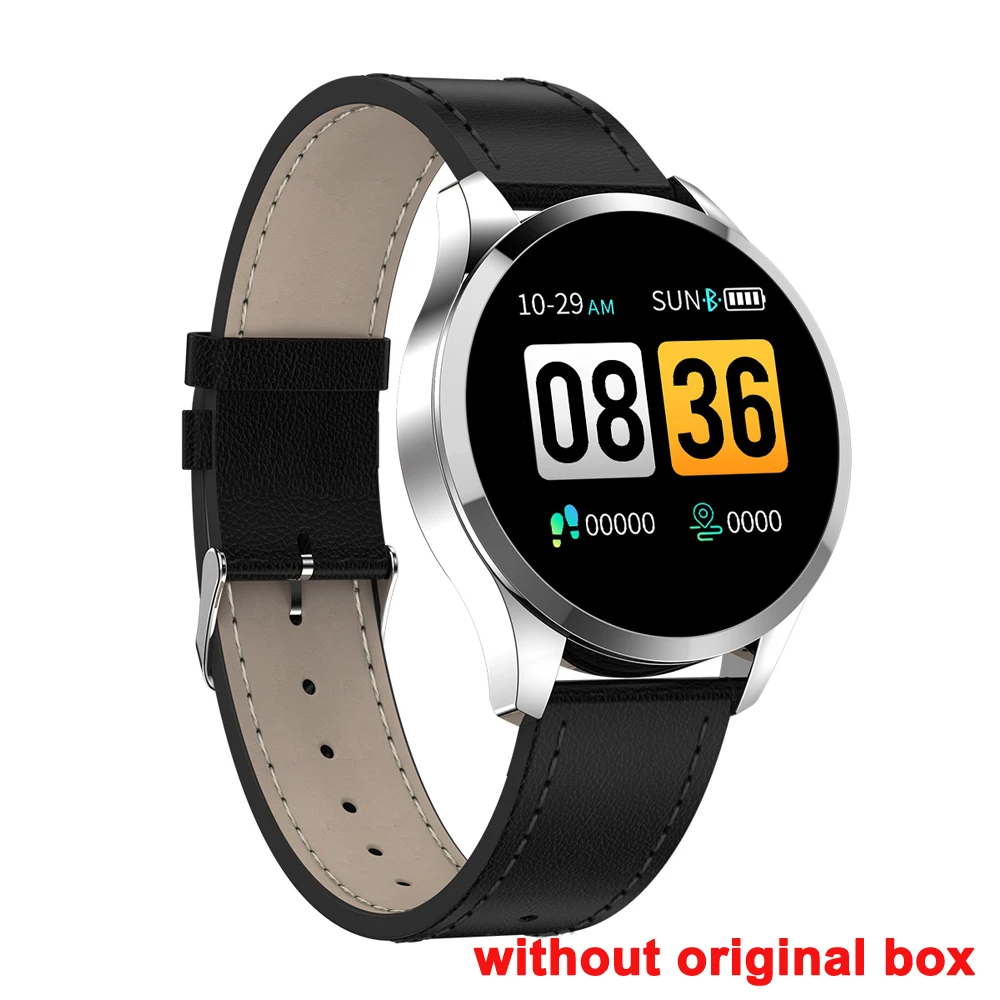 Умные часы Q9, водонепроницаемые, с напоминанием о звонках, умные часы для мужчин, с монитором сердечного ритма, модный фитнес-трекер, смарт-браслет, мужские часы - Цвет: leather no box