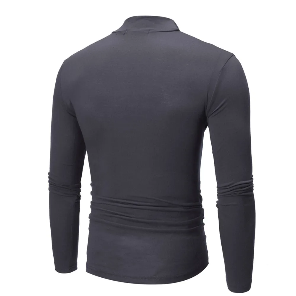 Winter Warm Half High Collar Fashion Thermal Underwear Men Mock Neck Basic Plain T-shirt Blouse Pullover Long Sleeve Top Fashion