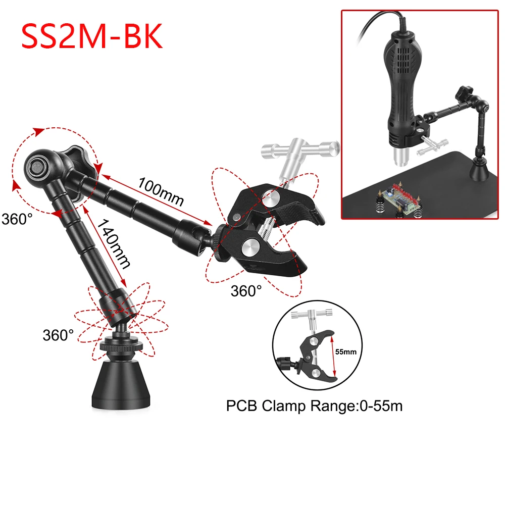 electronics soldering kit NEWACALOX Third Pana Hand Hot Air Gun Frame PCB Board Holder Heat Gun Stand Helping Hands Soldering Tool 3X LED Magnifying Glass electronics soldering kit Welding Equipment