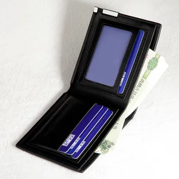 

Slim Men Stylish Bifold Business Leather Wallet Card Holder Coin Wallet Purse multi-function card Short folding bag Money