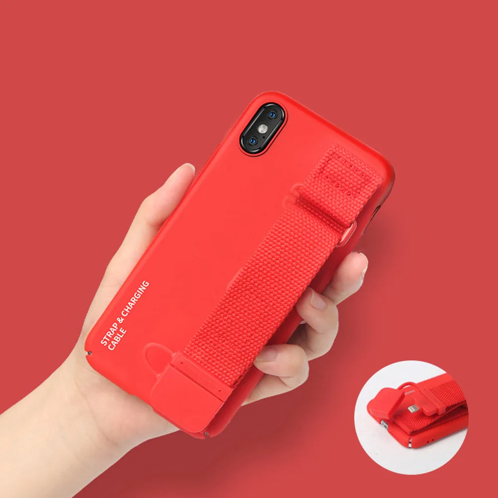 Red Чехол-держатель для зарядки на запястье для iPhone 11 Pro Max X XS XR 7 8 Plus, Мягкий Силиконовый противоударный защитный чехол - Цвет: Red