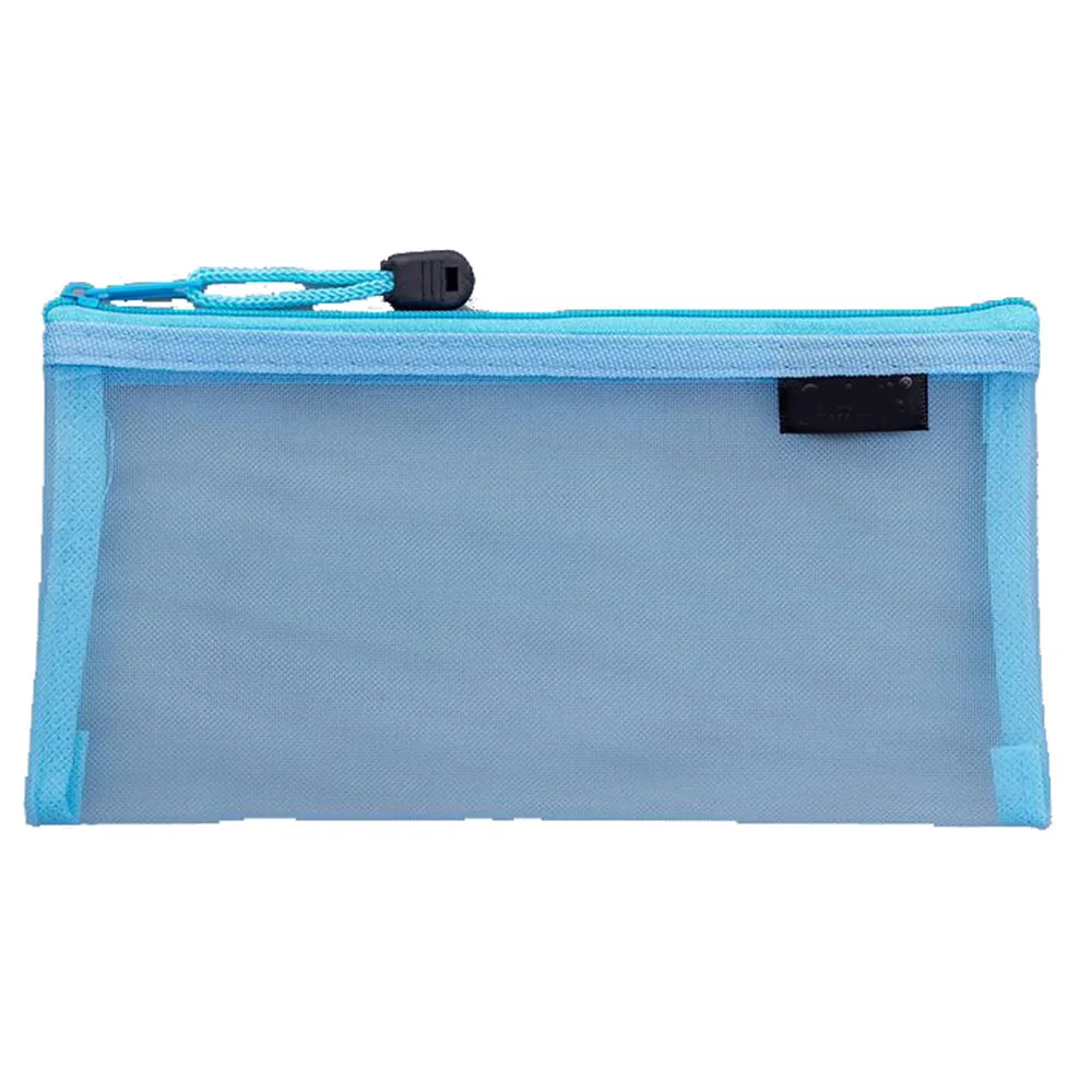 XRHYY 23.5 x 11.5 CM Waterproof Plastic Double Layer Zipper File Bags Invoice Pouches Bill Bag Pencil Pouch Pen Bag( 8 Color - Цвет: Light-Blue