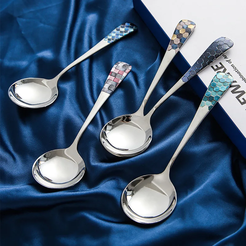 

304 Stainless Steel Spoon Kitchen Cooking Spoon Dessert Accessories Gift