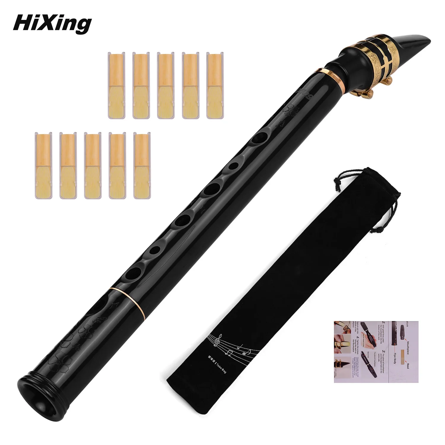 HiXing C Key Mini Pocket Saxophone Sax ABS Material with Mouthpieces 10pcs Reeds Carrying Bag Woodwind Instrument | Спорт и