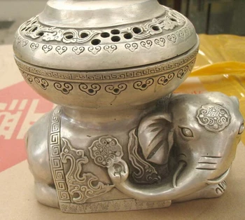 

free shipping Elegant elephant pot silver post statue