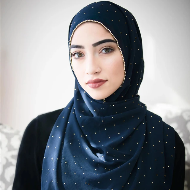 Luksusowe złota szyfonowa szalik na głowę stałe miękkie długie szale muzułmańskie dla kobiet hidżab musulman femme szal i Wrap foulard islamique 2
