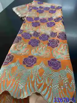 

100% Cotton Dry Lace Fabric African Lace Fabric Voile Lace In Switzerland Nigerian Lace Fabrics For Wedding Dress YA3267B-5