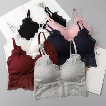

Lace Bra Women Tank Top Sexy Lingerie Push Up Bra Wireless Seamless Padded Bras Lace Camis Top