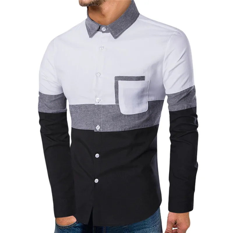 Модная повседневная сшитая рубашка с длинным рукавом, тонкая мужская деловая рубашка, брендовая мужская одежда, мягкая и удобная
