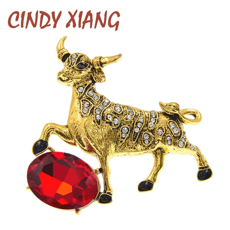 CINDY XIANG 2 цвета на выбор стразы бык корова брошь Китайский Зодиак новый дизайн