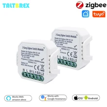 Taltbrex tuya zigbee interruptor módulo de relé vida inteligente com/sem controle sem fio neutro compatível alexa inicial do google para mqtt