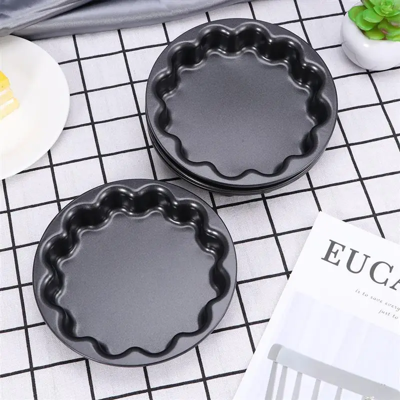 4Pcs 6 Inch Small Plum Cake Mold Non-stick Baking Mold Heat Resistant Reusable Cookies Bread Mold Home Baking Tool(Black