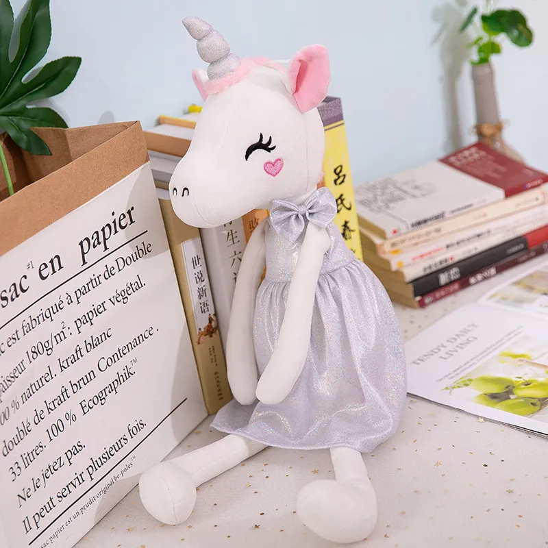 Silver Чучело Детские Куклы Kawaii Мультфильм единорог плюшевые игрушки с юбкой дети подарок игрушки дети подарок на день рождения - Цвет: Silver