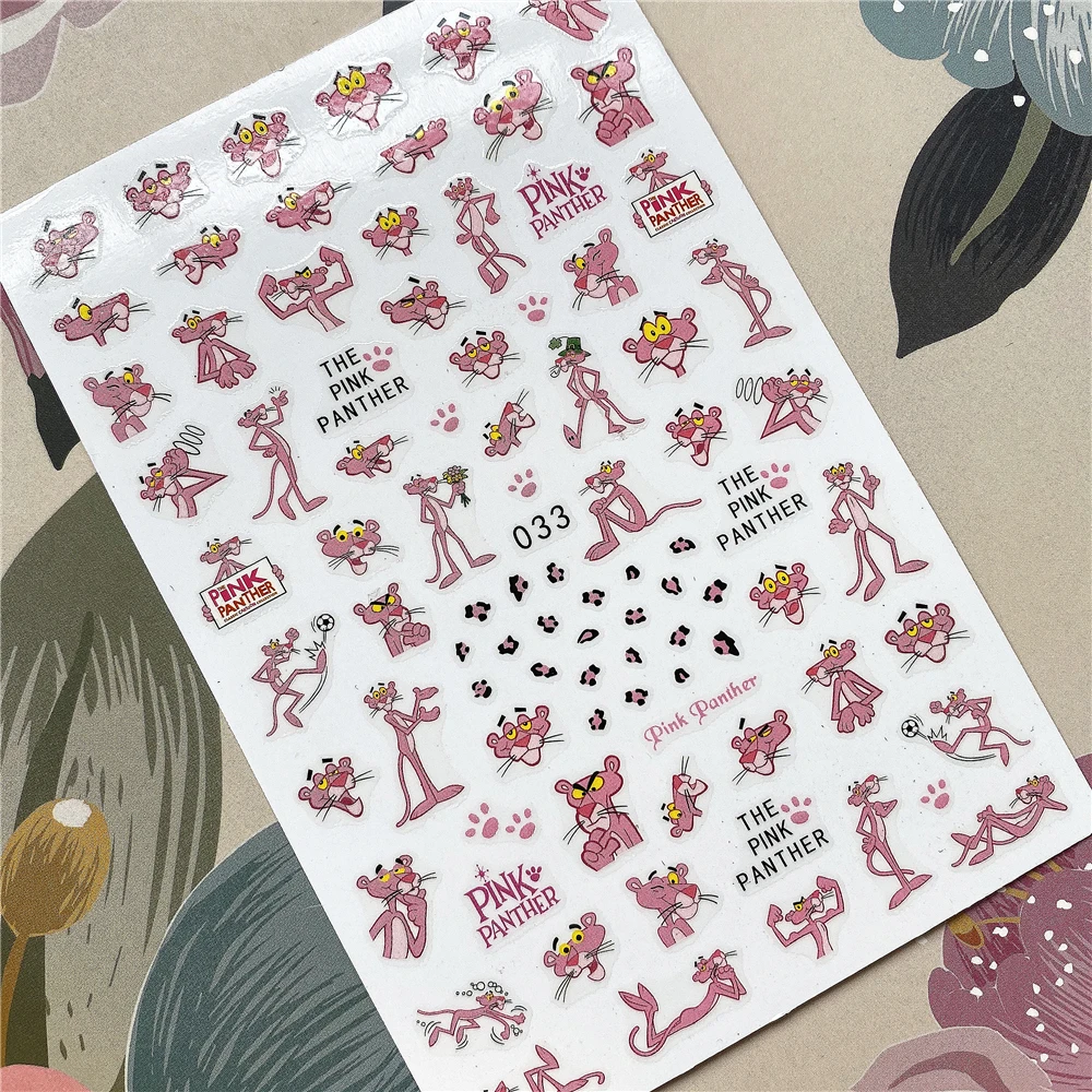 

FEB-033-036 Cartoon Panther Leopard Pink 3D Back glue Nail decal Nail sticker Nail decoration Nail art Nail tool Nail ornament