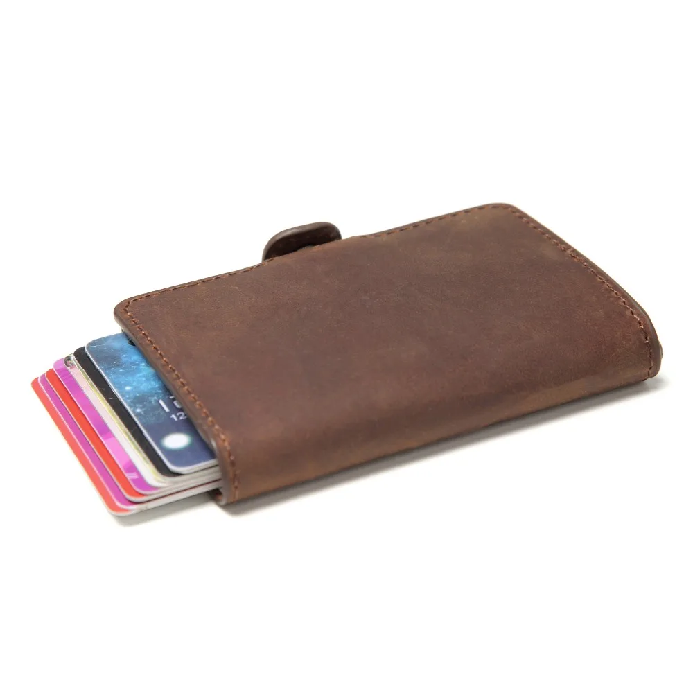 Кожаный Rfid держатель для карт, мужские кошельки, сумка для денег, Мужской винтажный черный короткий кошелек, маленькие кожаные тонкие кошельки, мини-кошельки, тонкие