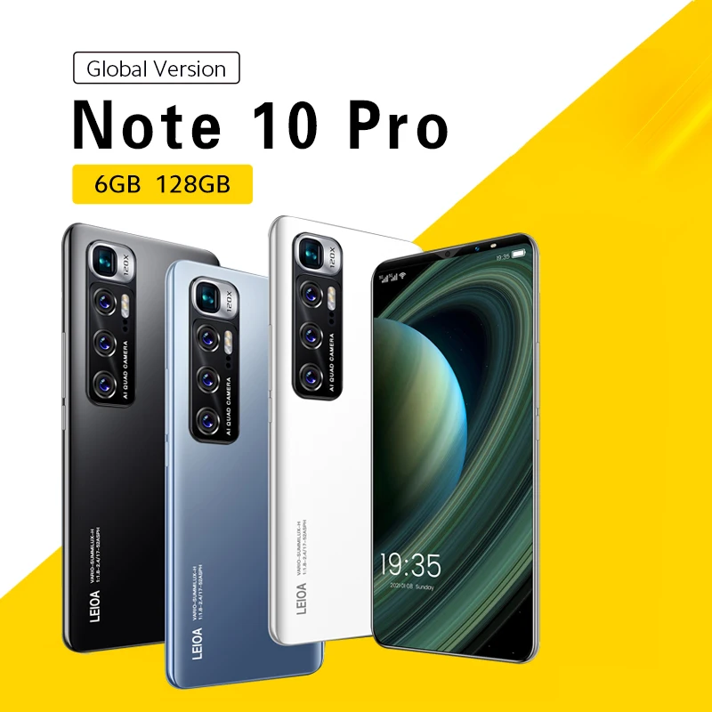 Note 10 Pro Смартфон Android 0 мобильные телефоны 6 ГБ + 128 Гб телефон 1 дюйма 4G/телефон с