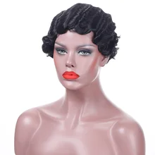 Афро блонд розовый красный черный высокая синтетическая температура волокно Косплей Pixie Ретро Короткий Палец Волна кудрявый парик для черных женщин