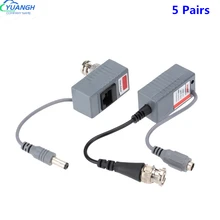 Connecteurs émetteur-récepteur bnc à rj45 mâle pour caméra de vidéosurveillance, 5 paires, pour Balum vidéo passif