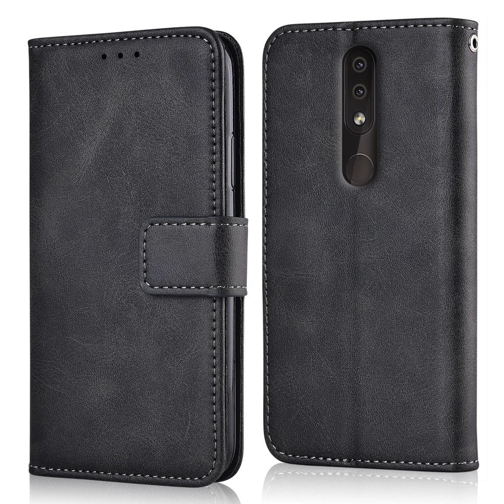 Чехол для Nokia 4,2 с мягкой силиконовой вставкой, флип-бумажник, кожаный чехол для Nokia 4,2, чехол с подставкой, простая сумка для телефона с ремешком - Цвет: niu-Dark Grey