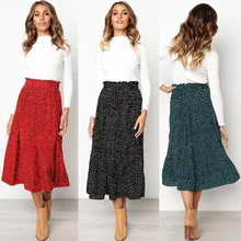 Европейская и американская осенняя и зимняя новая классическая женская модная юбка с завышенной талией и принтом в горошек, Женская юбка