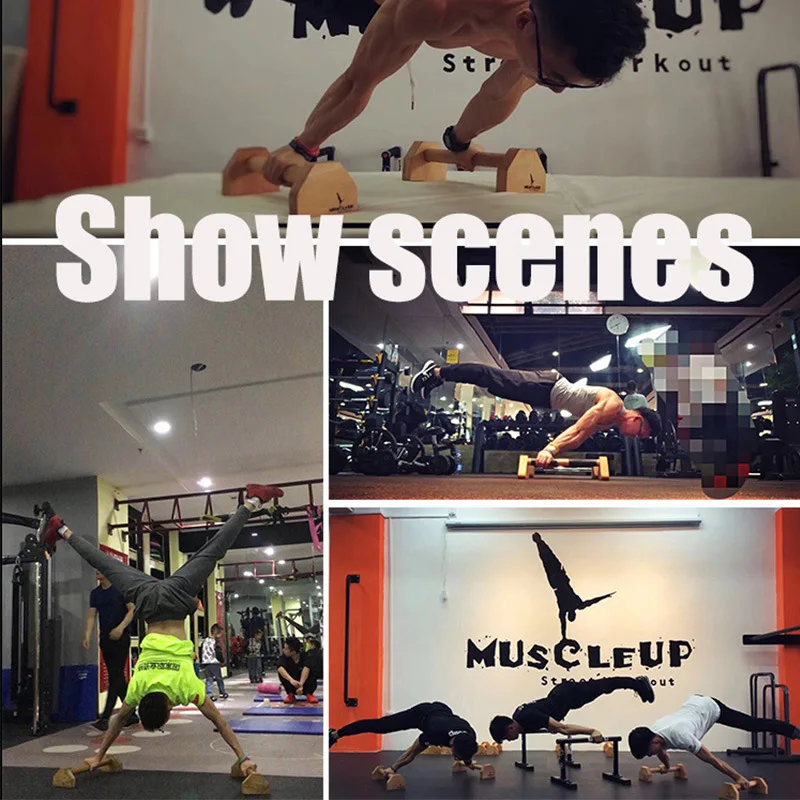1 Pair Push-Ups Double Rod Stand Gymnastics Calisthenics Handstand Bar Wooden Gym Fitness Tools Training Equipment Double Stand