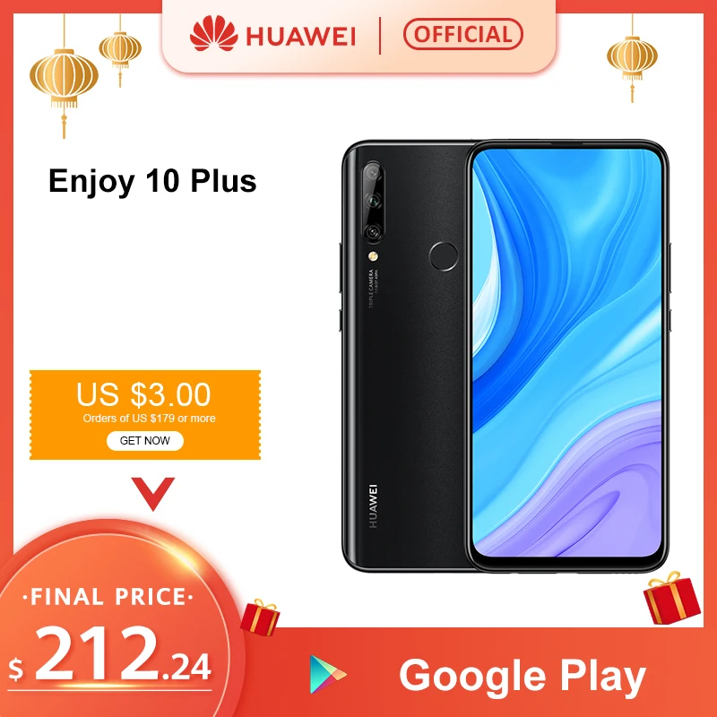  Original Huawei Enjoy 10 Plus Smartphone Auto Pop Up Front Camera 48MP AI Camera 6.59'' Kirin710F 1