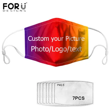 

FORUDESIGNS Custom Your Images Face Masks Activated Carbon 7PCS PM2.5 Filters Mouth Mask for Women Men Washable Mask Mascaras
