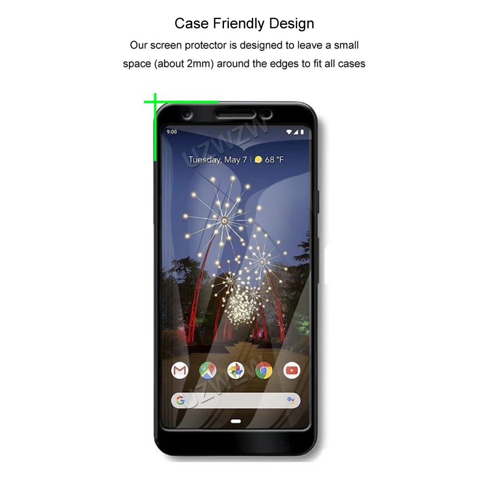 For Google Pixel 3a XL Full Coverage Tempered Glass Phone Screen Protector Protective Guard Film 2.5D 9H Hardness