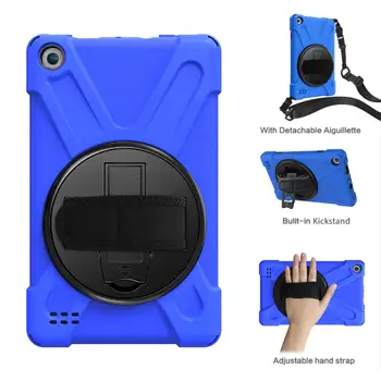 

360 hand Rotating Case PC+Silicon hard Cover for Samsung GALAXY Tab A 9.7 T550 T551 T555 P550 P555 stand shell+Black Neck strap